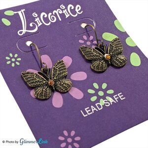 NWOT Licorice Butterfly Dangle Earrings